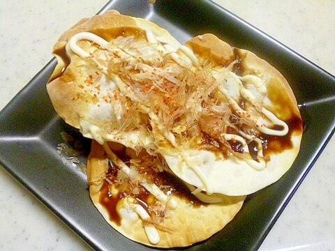 簡単♪おつまみ♪パリパリ餃子の皮のお好み焼き風